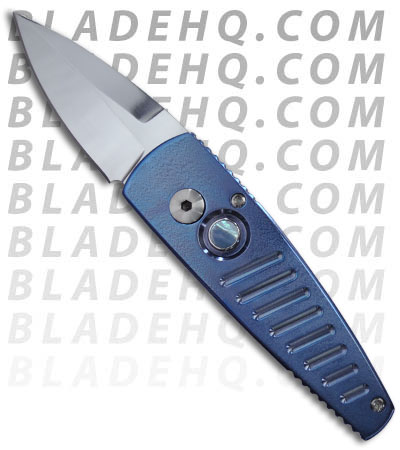 Custom Pro-Tech Blue Titanium Stinger Knife (Polished)