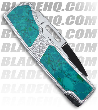 Blackie Collins Paragon Custom Turquoise Malachite Folding Hunter Clip Point