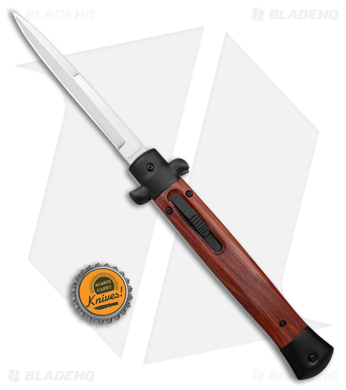 11" Mago OTF Automatic Bayo Knife Wood/Black w/Clip (4.75" Satin) 