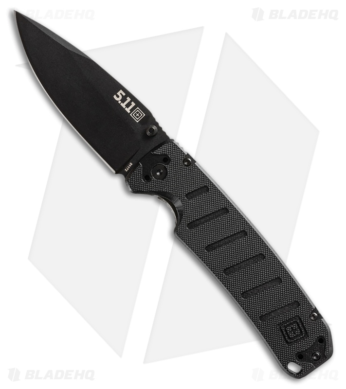 5.11 Tactical Ryker DP Full Liner Lock Knife Black G-10 (3.5" Black D2)