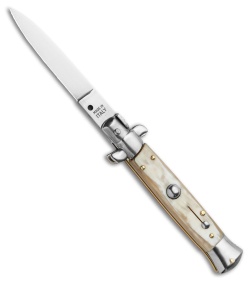 Frank B. 7.5" Italian Stiletto Automatic Knife Honey Horn (3.5" Polish Flat)