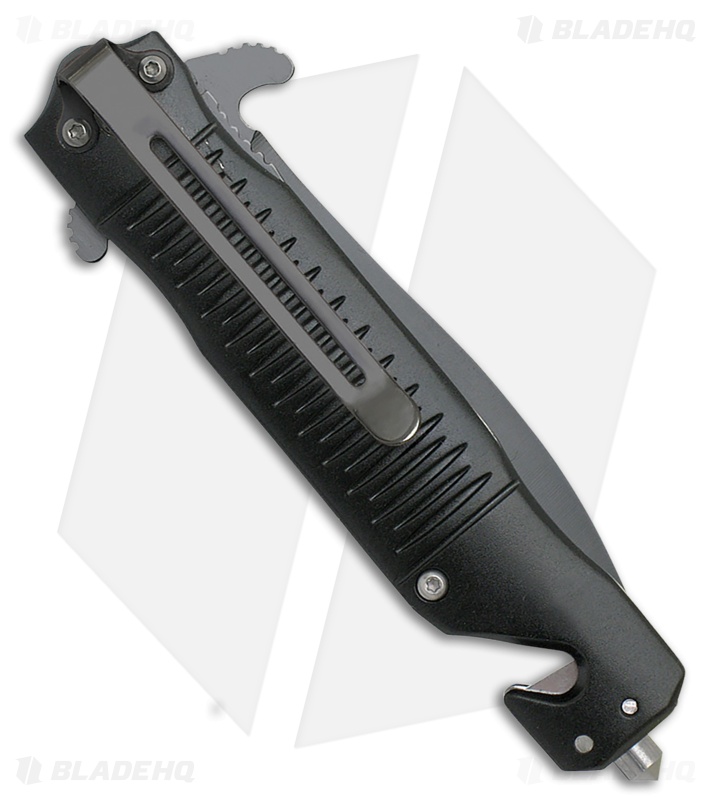 ABKT Elite Folder Dagger Spring Assisted Knife Black Aluminum (3.25" Black)