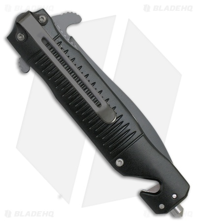 ABKT Elite Folder Dagger Spring Assisted Knife Black Aluminum (3.25" Black)