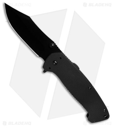 ABKT Elite Folding Spring Assisted Liner Lock Knife Black G-10 (3.5" Black)