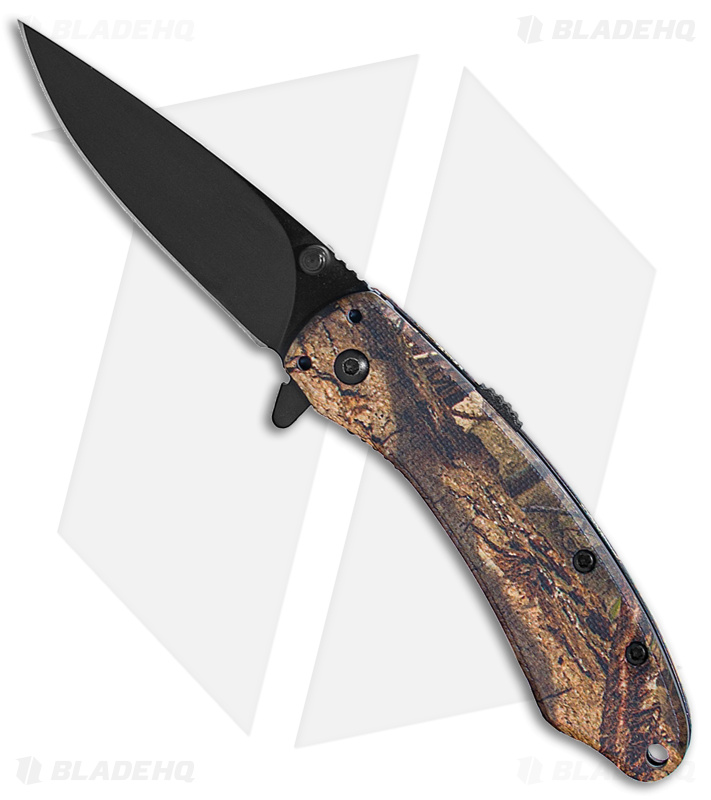 ABKT Tac Ember Spring Assisted Knife Mossy Oak Camo G-10 (2.75" Black)