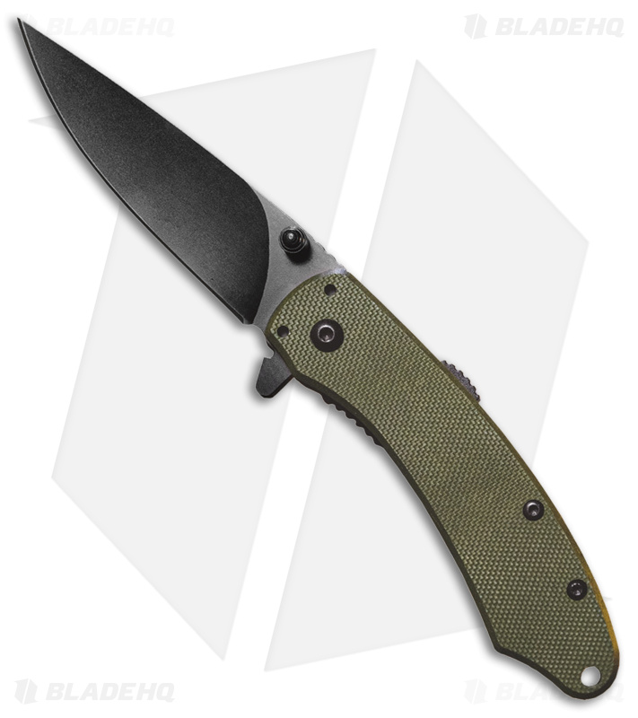 ABKT Tac Ember Spring Assisted Knife Green G-10 (2.75" Black)