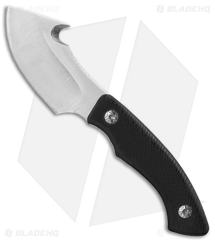 ABKT Grunt Gut Hook Fixed Blade Knife Black G-10 (3" Satin)