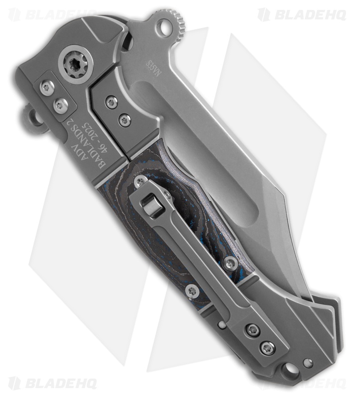 ADV Tactical Badlands 2 Frame Lock Knife Black/Blue CF Titanium