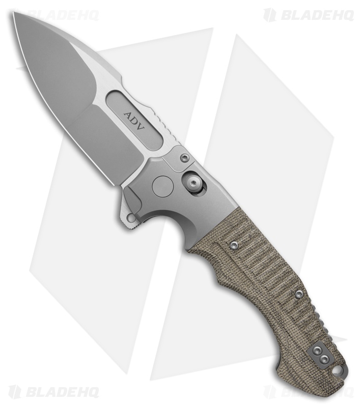 ADV Tactical Bullsharks Button Lock Knife Brown Micarta Titanium