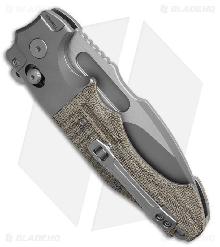 ADV Tactical Bullsharks Button Lock Knife Brown Micarta Titanium