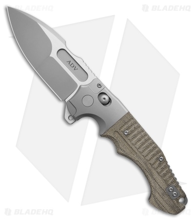 ADV Tactical Bullsharks Button Lock Knife Brown Micarta Titanium (4.1" Two Tone)