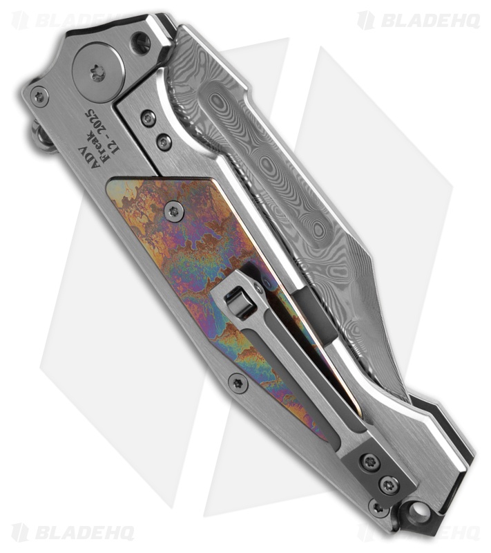 ADV Tactical Freak Frame Lock Knife Acid Rain Titanium (4.7" Damascus)