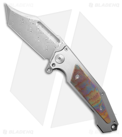 ADV Tactical Freak Frame Lock Knife Acid Rain Titanium (4.7" Damascus)