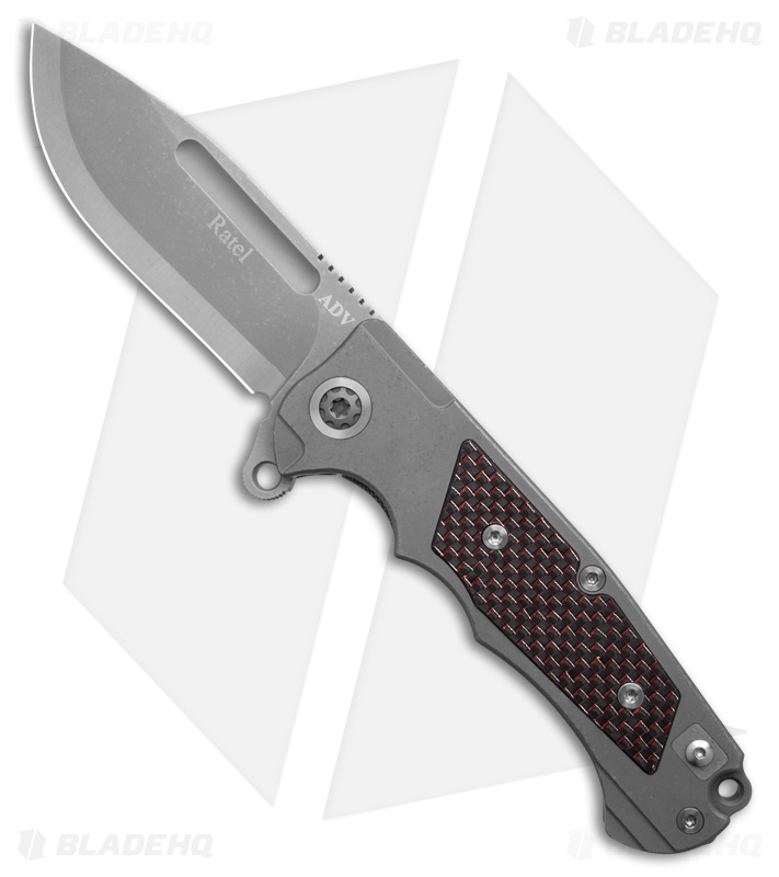 ADV Tactical Mini Ratel Frame Lock Knife Red/Black Titanium (3.6" Two Tone)
