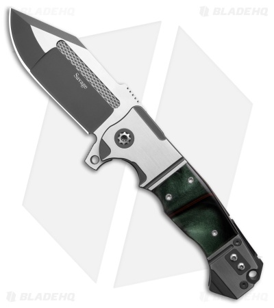 ADV Tactical Savage Frame Lock Knife Green Black Titanium (4" Two Tone)