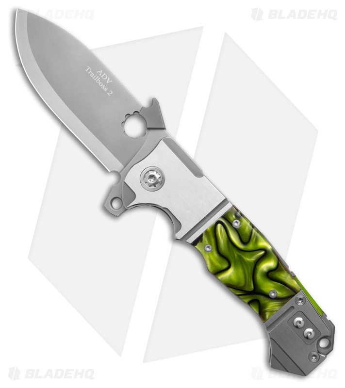 ADV Tactical Trailboss Frame Lock Knife Green Kirinite / Titanium (4" Two Tone)