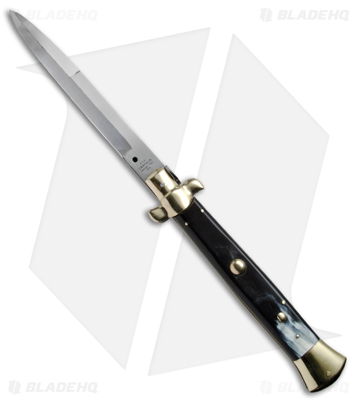AGA Campolin 15" Automatic Italian Stiletto Knife Brazil Horn (7" Satin Bayo)
