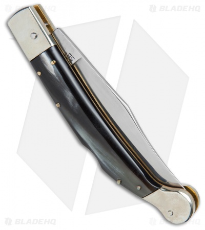 AGA Campolin 9" Sahara Italian Stiletto Lockback Auto Dark Horn (3.8" Mirror)