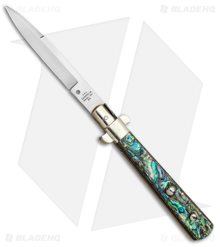 AGA Campolin 11" Frosolone Bayonet Stiletto Automatic Knife Abalone (5" Satin)
