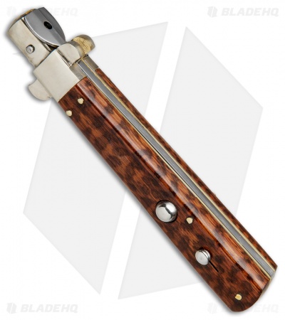 AGA Campolin 11" Frosolone Bayonet Stiletto Automatic Snake Wood (5" Satin)