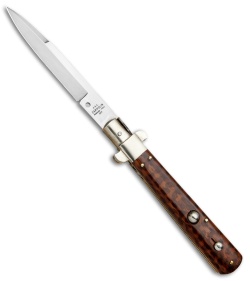 AGA Campolin 11" Frosolone Bayonet Stiletto Automatic Snake Wood (5" Satin)