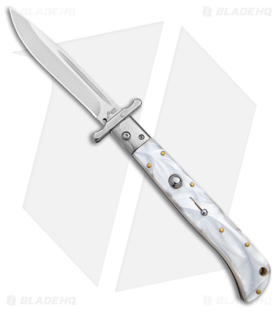 Italian Style 11" Roma Drop Point Auto Swinguard White Pearlex *DISCOUNTED*
