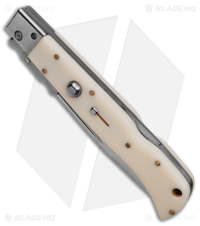 AKC World Italian Style 11" Roma Drop Point Auto Swinguard Ivory (4.6" Polished)