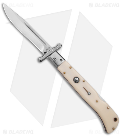 AKC World Italian Style 11" Roma Drop Point Auto Swinguard Ivory (4.6" Polished)