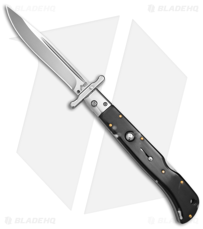 Italian Style 11" Roma Automatic Swinguard Drop Point Marbled (4.6" Polished)