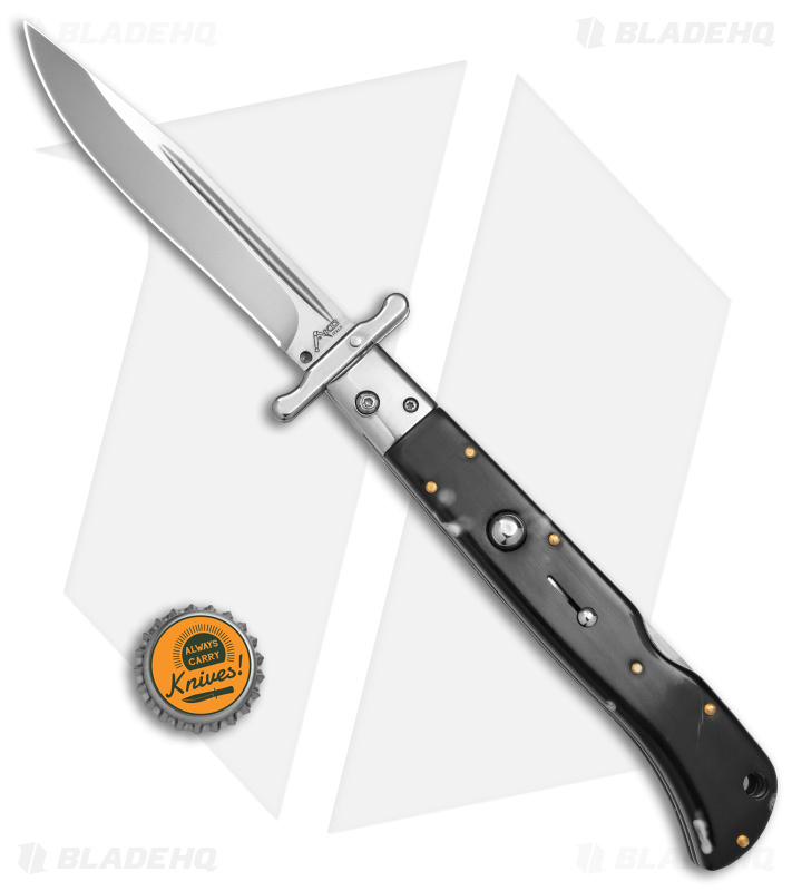Italian Style 11" Roma Automatic Swinguard Drop Point Marbled (4.6" Polished)