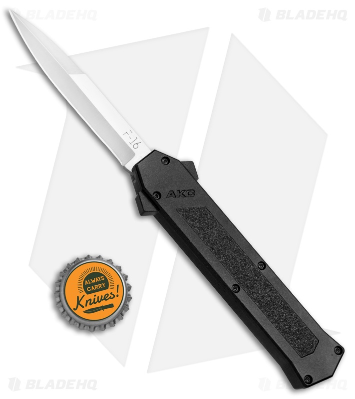AKC F-16 D/A Bayonet OTF Automatic Knife Black (3.3" Satin)