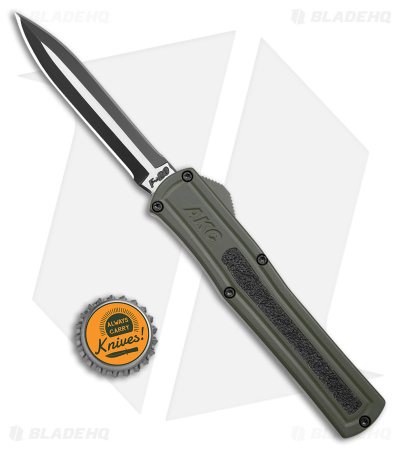 AKC F-20 Dagger OTF Automatic Knife OD Green Aluminum (3.75" 2-Tone Black)