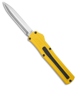 AKC F-20 D/A OTF Automatic Knife Dagger Yellow Aluminum (3.6" Satin)