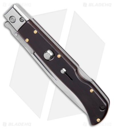 Italian Style 9" Ebony Roma Drop Point Auto Swinguard (4" Polished)