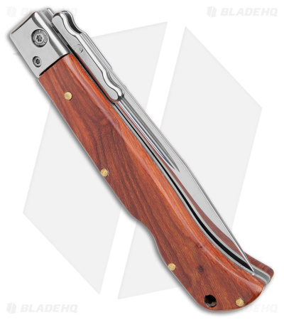 AKC World Italian Style 9" Roma Drop Point Auto Swinguard Wood (3.75" Polished)