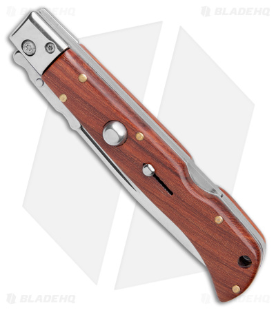 AKC World Italian Style 9" Roma Drop Point Auto Swinguard Wood (3.75" Polished)