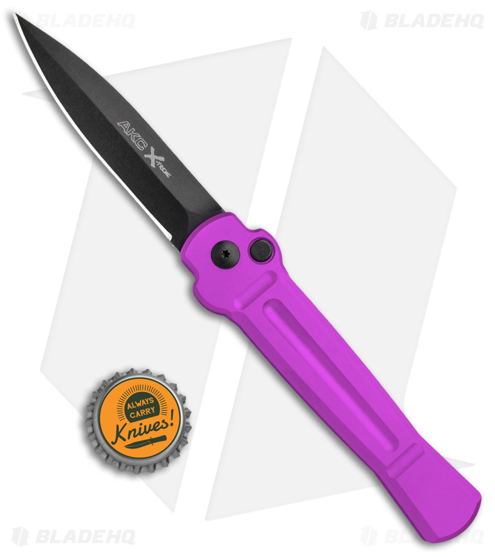AKC X-treme Ace Automatic Knife Purple (3.6" Black)