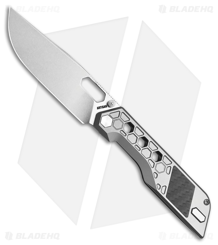 Artisan Cutlery Beest Frame Lock Knife Gray Titanium/CF (3.7" SW S35VN)