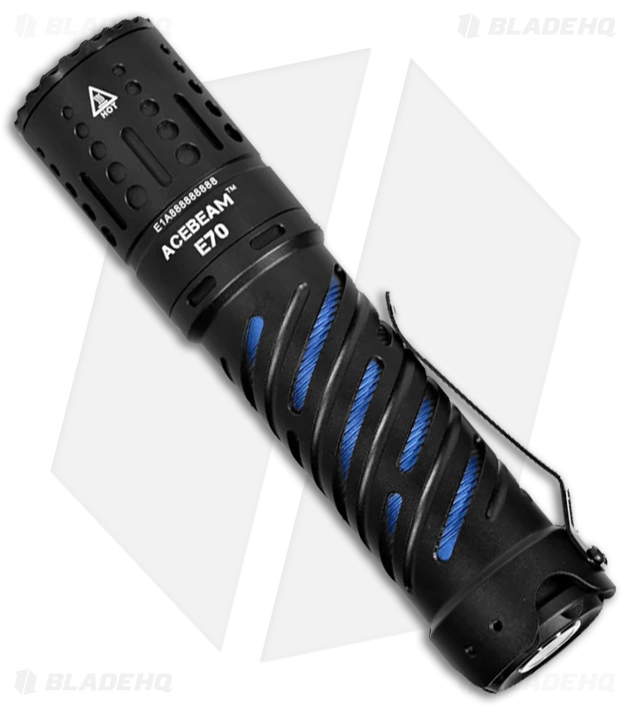 Acebeam E70-CU EDC Flashlight Black Aluminum w/ Blue Inlay (4600 Lumens)