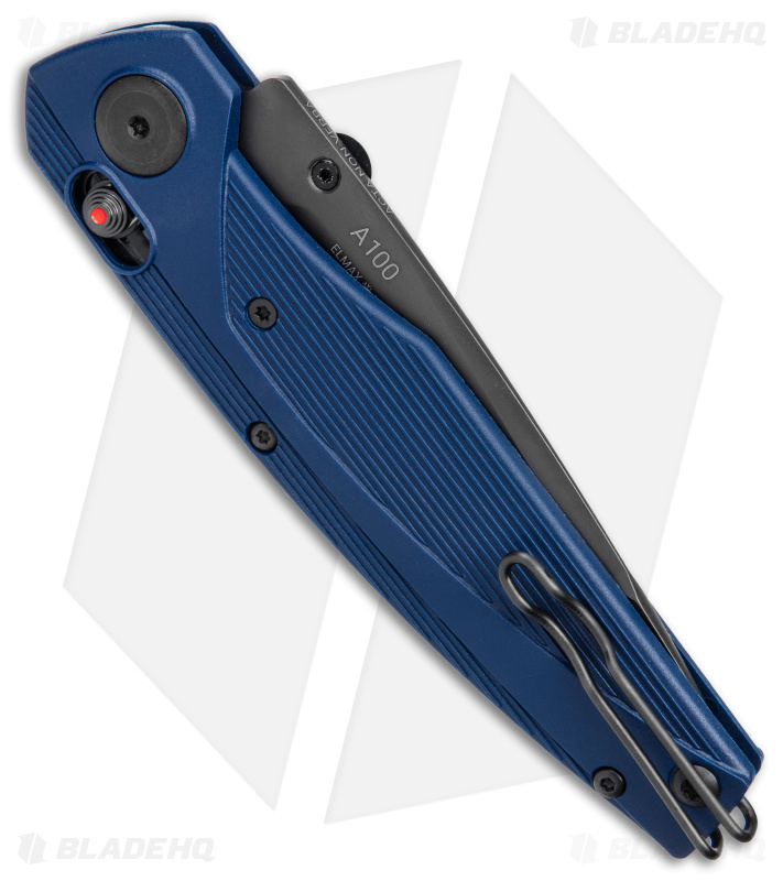 Acta Non Verba A100 ELMAX A-Lock Knife Blue FRN (3.5" Black DLC) ANV