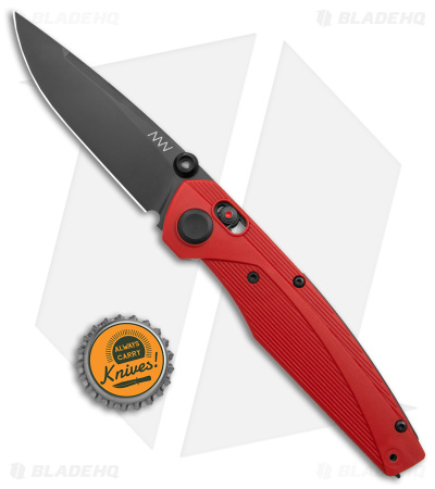Acta Non Verba A100 MagnaCut A-Lock Knife Red FRN/Black (3.5" Black DLC) ANV