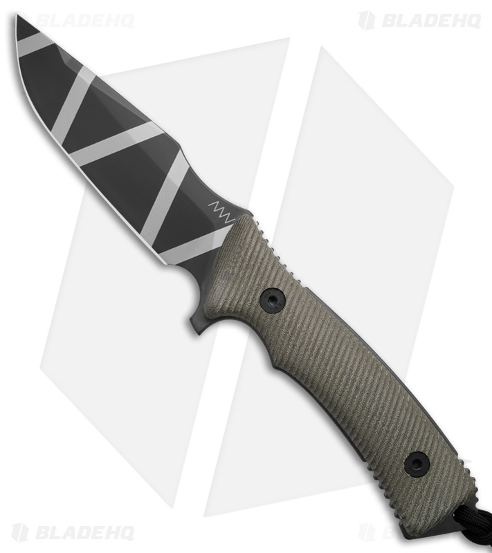 Acta Non Verba Knives M311 Spelter Fixed Blade Knife Olive Micarta (5" Blk/Gry)