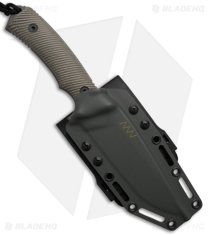 Acta Non Verba Knives M311 Spelter Fixed Blade Knife Olive Micarta (5" Blk/Gry)