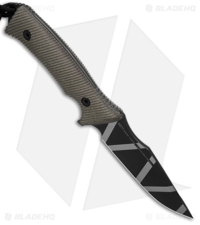 Acta Non Verba Knives M311 Spelter Fixed Blade Knife Olive Micarta (5" Blk/Gry)