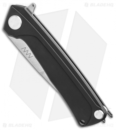 Acta Non Verba Knives Z100 Frame Lock Knife Black Aluminum (3.5" Stonewash)