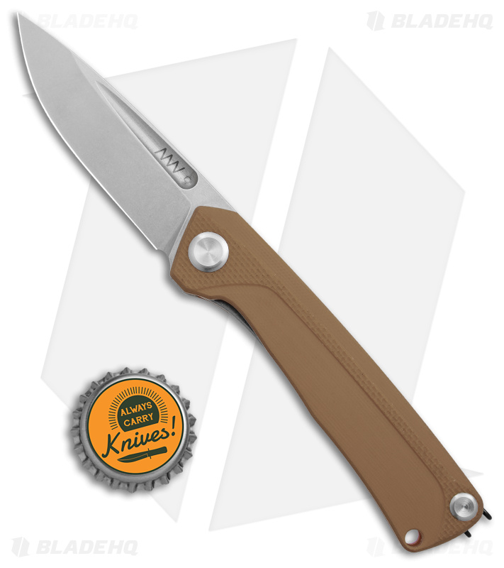 Acta Non Verba Knives Z200 Liner Lock Knife Brown G-10 (3.5" Stonewash)