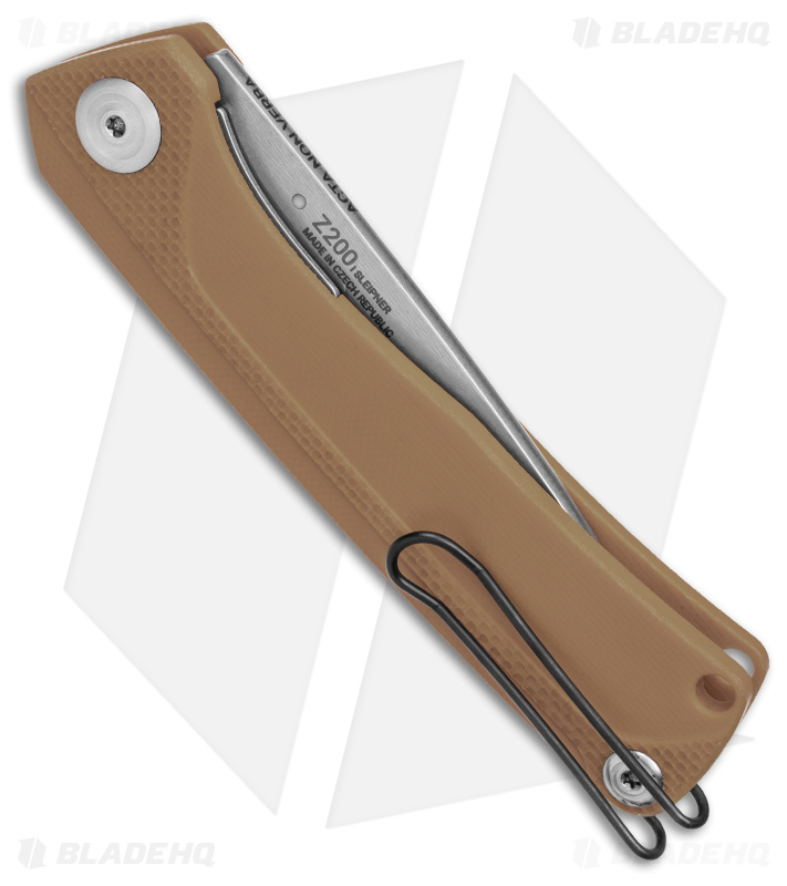 Acta Non Verba Knives Z200 Liner Lock Knife Brown G-10 (3.5" Stonewash)