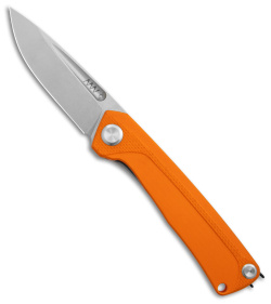 Acta Non Verba Knives Z200 Liner Lock Knife Orange G-10 (3.5" Stonewash)