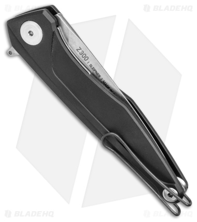 Acta Non Verba Z300 Spear Point Liner Lock Knife Black Aluminum (3.5" Stonewash)