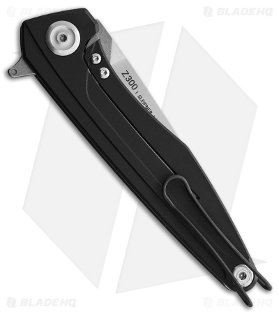 Acta Non Verba Knives Z300 Frame Lock Knife Black Aluminum (3.5" Stonewash)